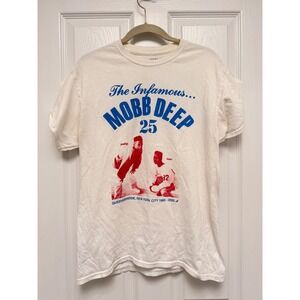 Mobb Deep Staple The Infamous 25th Anniversary T-Shirt Cream Mens Medium Hip Hop